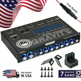Gravity 704129656574 Eq9 1/2 Din 7 Band Car Audio Equalizer Eq With Front Rear Sub Output