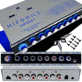 Hifonics 806576233053 Hfeq7 7band 9 Volts 1/2 Din Preamp Car Audio Graphic Equalizer With Front 3.5mm