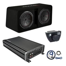 Kicker Cxa12001t-arct-ck4-wr122 1200w Mono Amplifier With Kit Remote 12 Inch 2000w Dual Subwoofer Enclosure