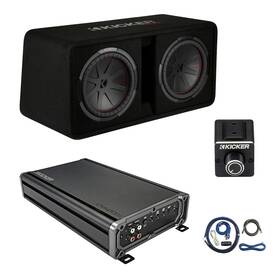 Kicker Cxa12001t-dbrc-ck4-wr122 1200w Mono Amplifier With Kit Dual Bass Remote 12 Inch Subwoofer Enclosure