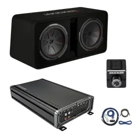 Cxa12001t-dbrc-ck4-wr122 Kicker 1200w Mono Amplifier With Kit Dual Bass Remote 12 Inch Subwoofer Enclosure