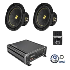 Cxa4001t-dbrc-ck4-2cd84 Kicker Cxa400.1 400w Mono Amplifier With Kit Dual Bass Remote 2x 8 Inch Subwoofer