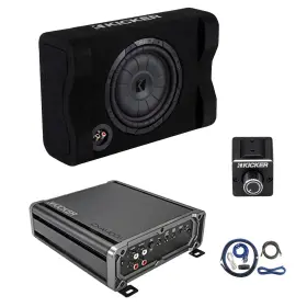 Cxa4001t-dbrc-ck4-df102 Kicker 400w Mono Amplifier With Kit Dual Bass Remote 10 Inch 700w Subwoofer Enclosure