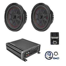 Kicker Cxa8001t-dbrc-ck4-2rt102 Cxa800.1 800w Mono Amplifier With Kit Dual Bass Remote 2x 10 Inch Subwoofer