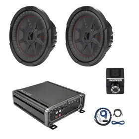 Cxa8001t-dbrc-ck4-2rt102 Kicker Cxa800.1 800w Mono Amplifier With Kit Dual Bass Remote 2x 10 Inch Subwoofer