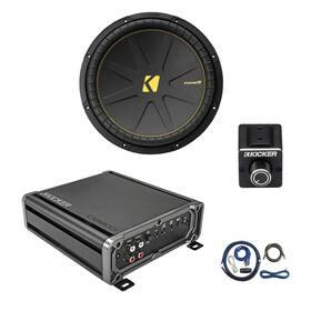Kicker Cxa8001t-dbrc-ck4-cd154 Cxa800.1 800w Mono Amplifier With Kit Dual Bass Remote 15 Inch 900w Subwoofer
