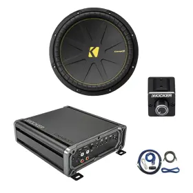 Cxa8001t-dbrc-ck4-cd154 Kicker Cxa800.1 800w Mono Amplifier With Kit Dual Bass Remote 15 Inch 900w Subwoofer