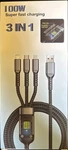 100W 3 Super Charging Data Cable Micro Usb Type C/fast Charger New. Price: $6.99.